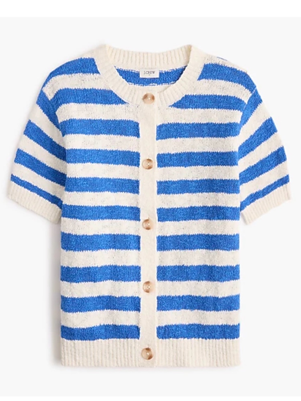 J Crew Blue Stripe Short Sleeve Cardigan Sweater NWT